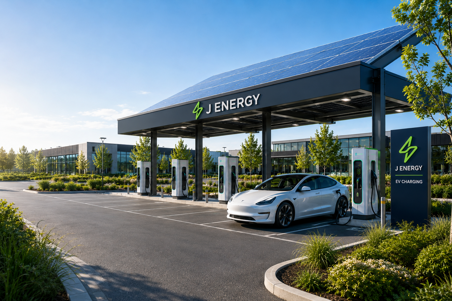 Solar canopy with EV charging station
