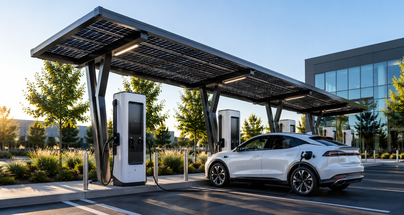 EV charging at solar canopy station